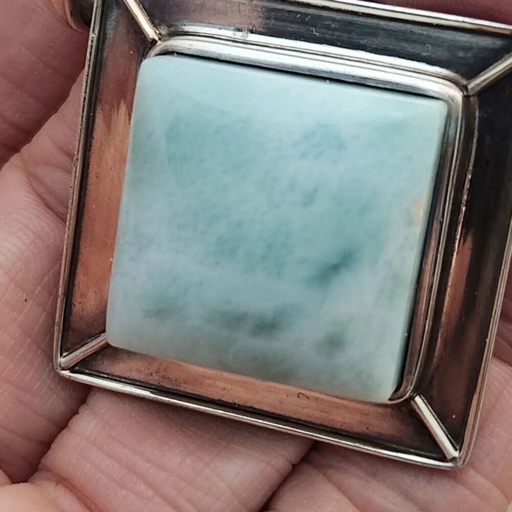 Larimar large stone pendant 925